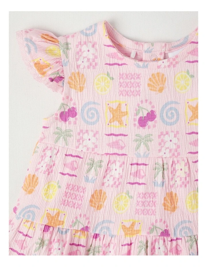 Tiered Flutter Sleeve Dress in Light Pink image 2