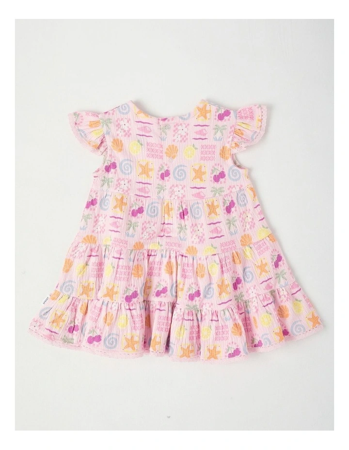 Tiered Flutter Sleeve Dress in Light Pink image 3