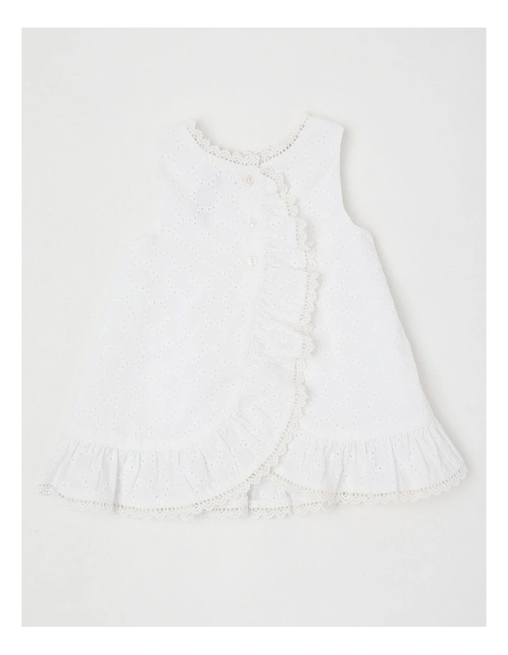 Broderie Dress in White image 3