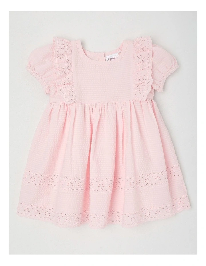 Seersucker Broderie Dress in Blush image 1