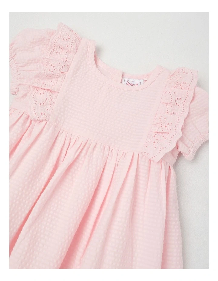 Seersucker Broderie Dress in Blush image 2