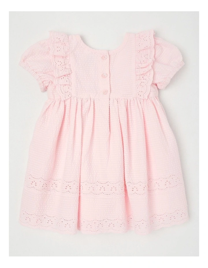 Seersucker Broderie Dress in Blush image 3