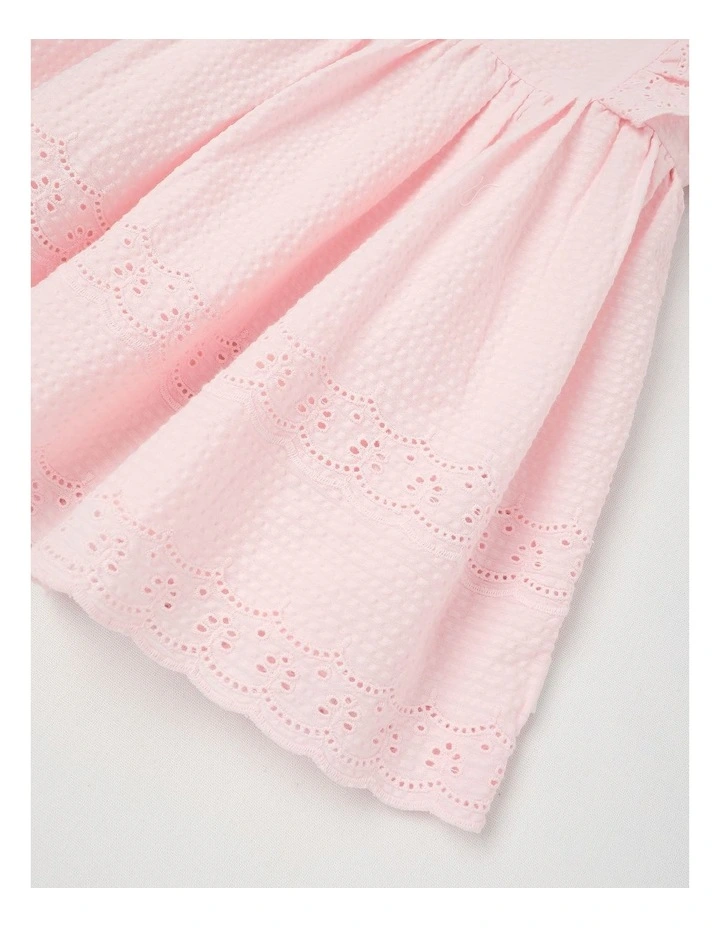 Seersucker Broderie Dress in Blush image 4