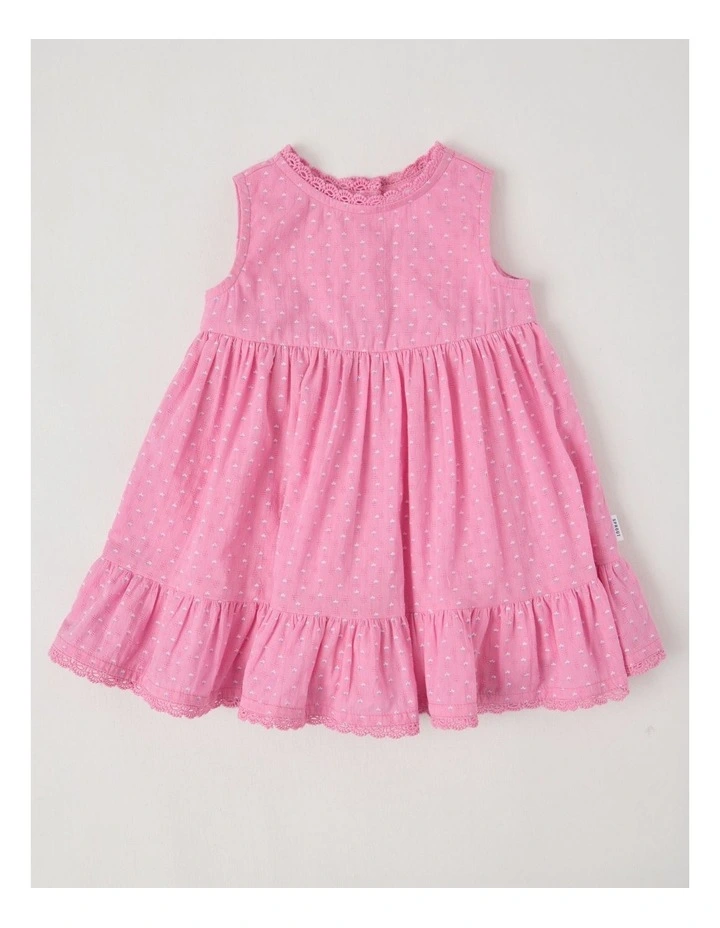 Textured Woven Dress in Hot Pink image 1