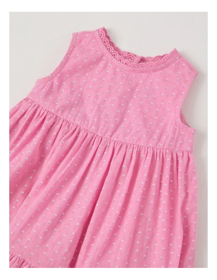 Textured Woven Dress in Hot Pink image 2