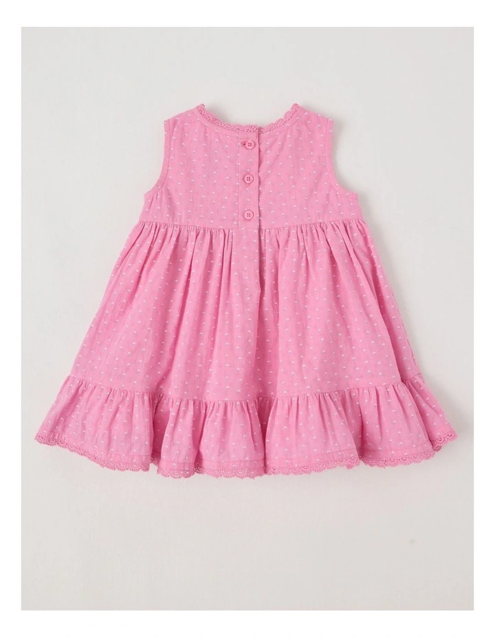 Textured Woven Dress in Hot Pink image 3