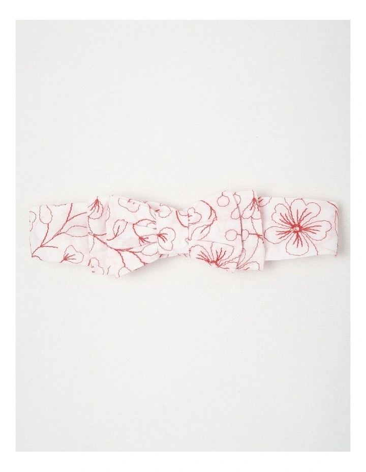 Contrast Broderie Dress in White image 6