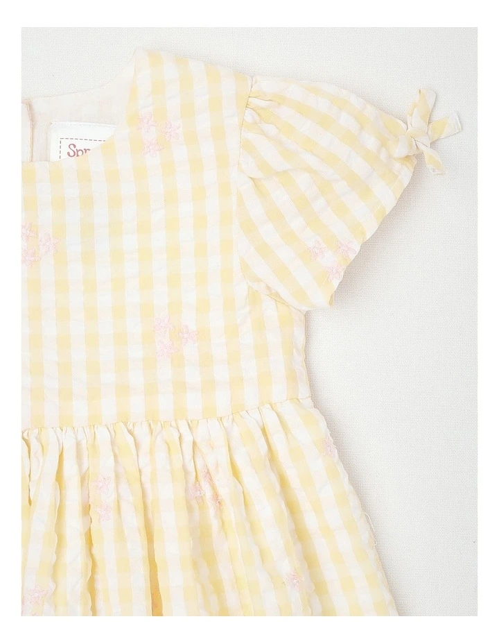 Embroidered Dobby Dress in Yellow image 2