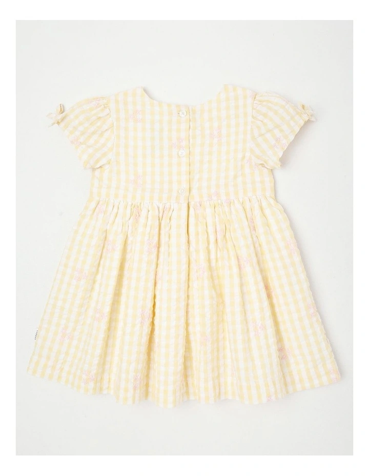 Embroidered Dobby Dress in Yellow image 3