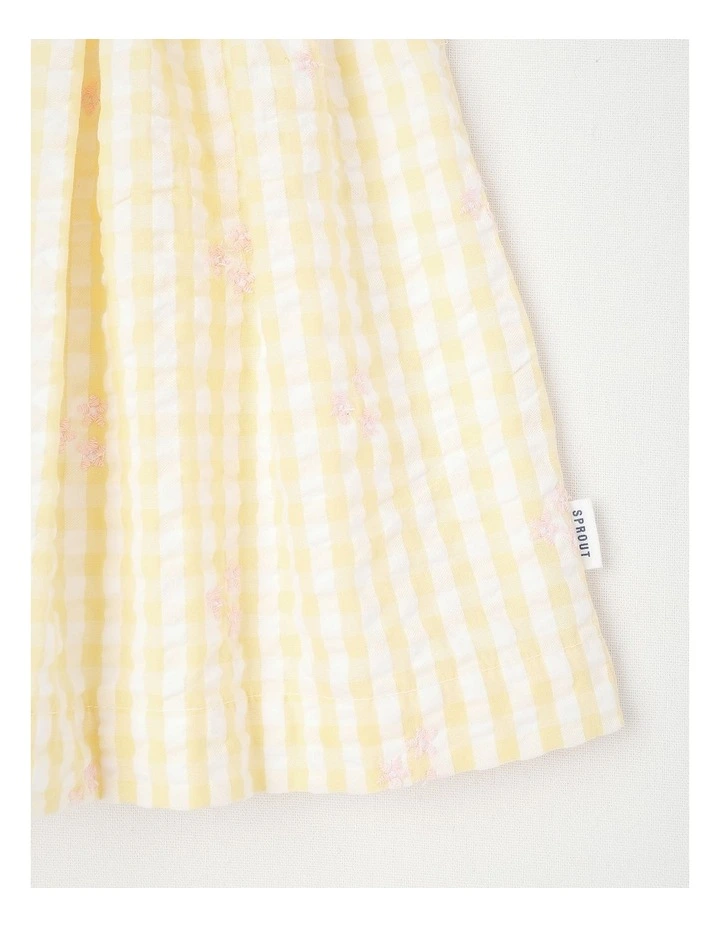 Embroidered Dobby Dress in Yellow image 4