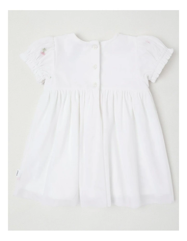 Embroidered Tulle Dress in White image 3