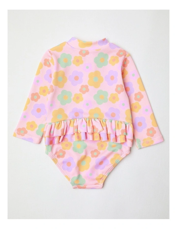 Daisy Zip Front Swimwear in Baby Pink image 3