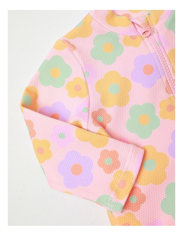 Daisy Zip Front Swimwear in Baby Pink image 4