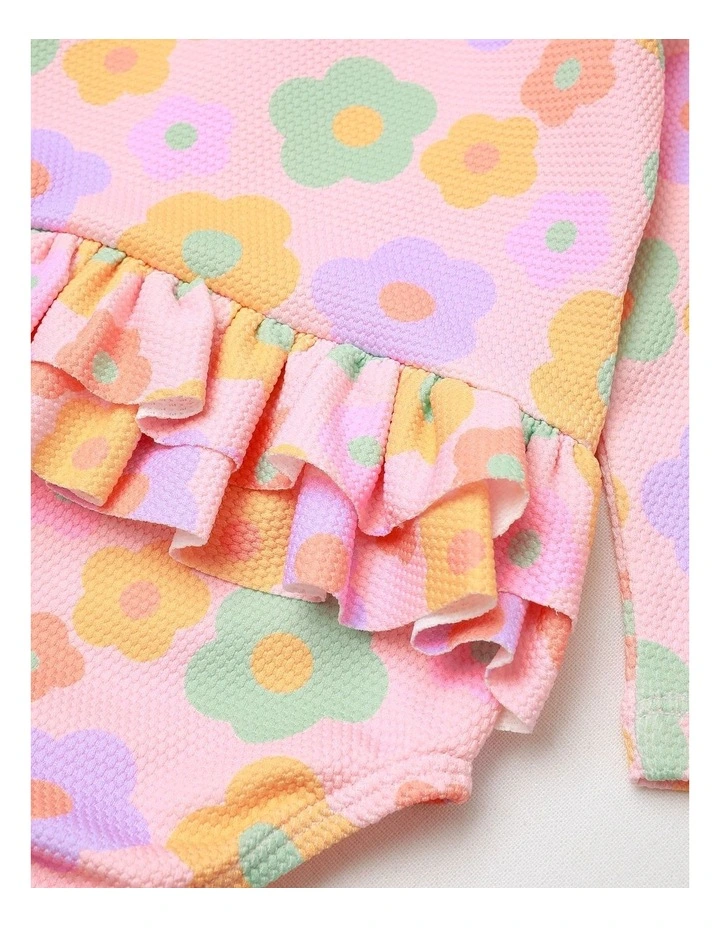 Daisy Zip Front Swimwear in Baby Pink image 5