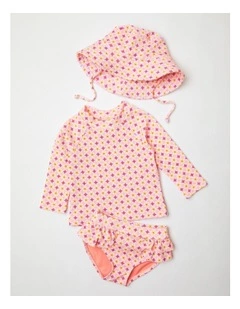 Geo Floral 3 Piece Swimwear in Melon