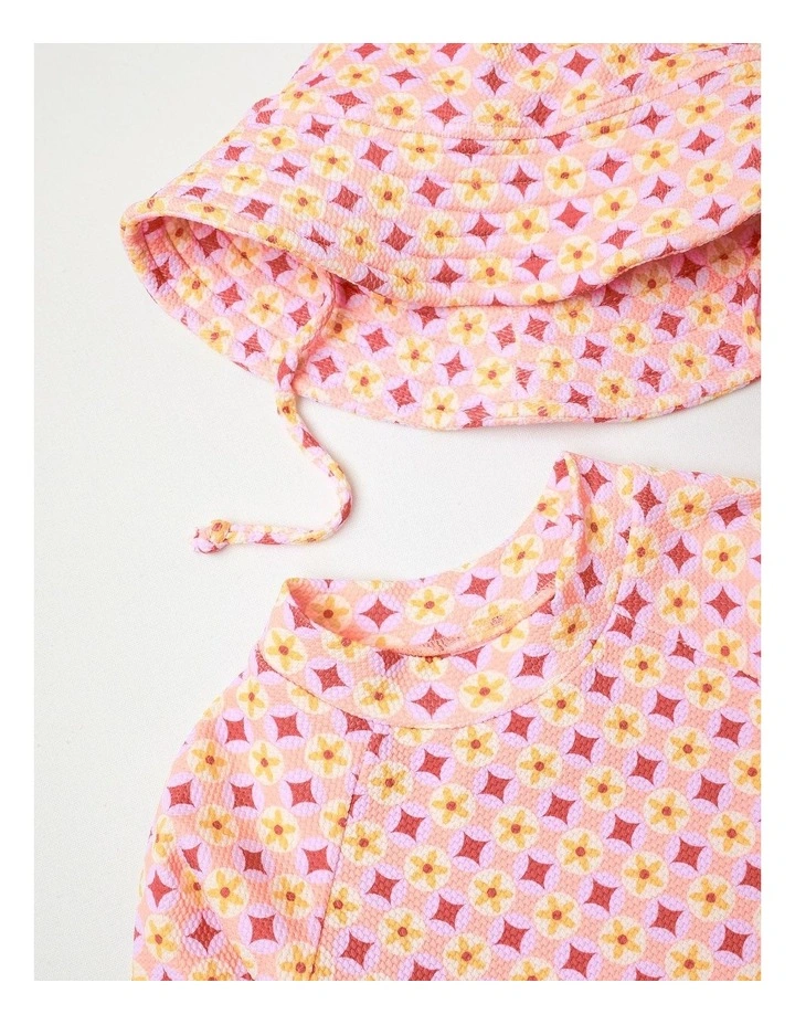 Geo Floral 3 Piece Swimwear in Melon image 2