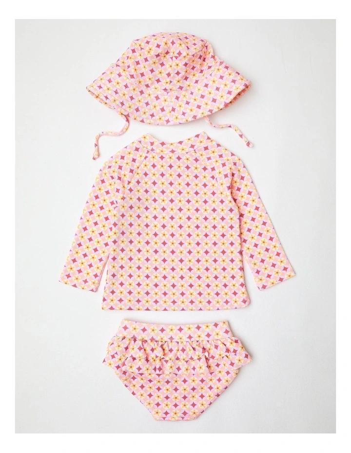 Geo Floral 3 Piece Swimwear in Melon image 3