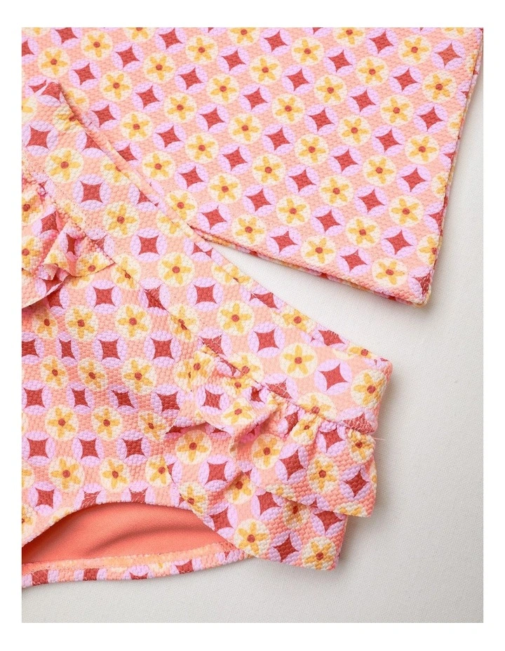 Geo Floral 3 Piece Swimwear in Melon image 5