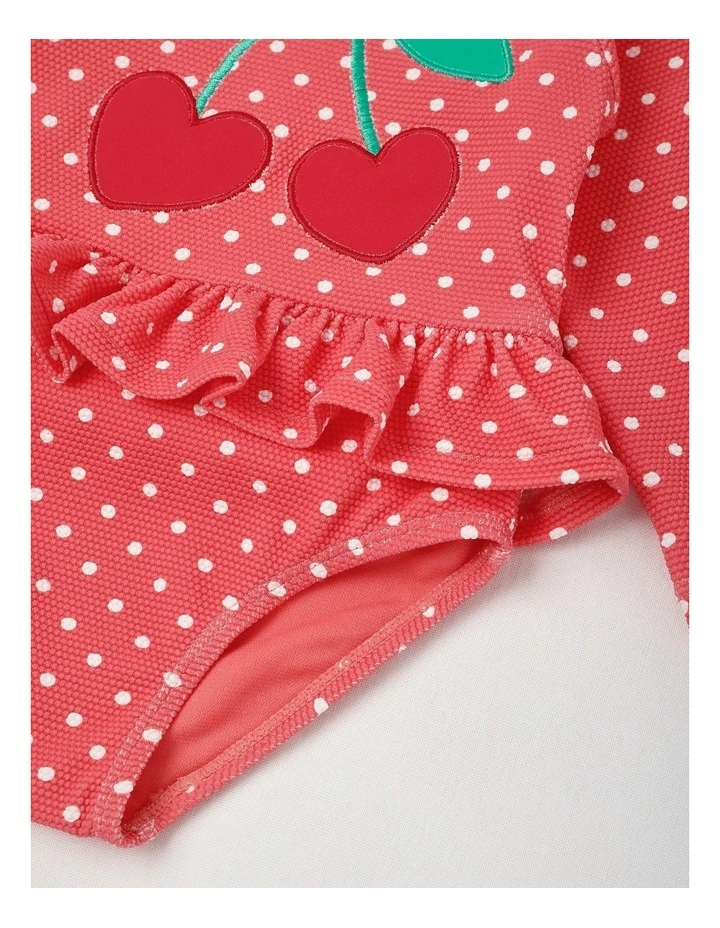 Polka Dot Cherry Swimwear in Rose Red image 4