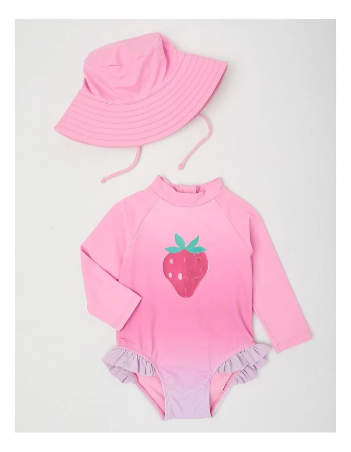 Ombre Strawberry Swimwear in Baby Pink image 1