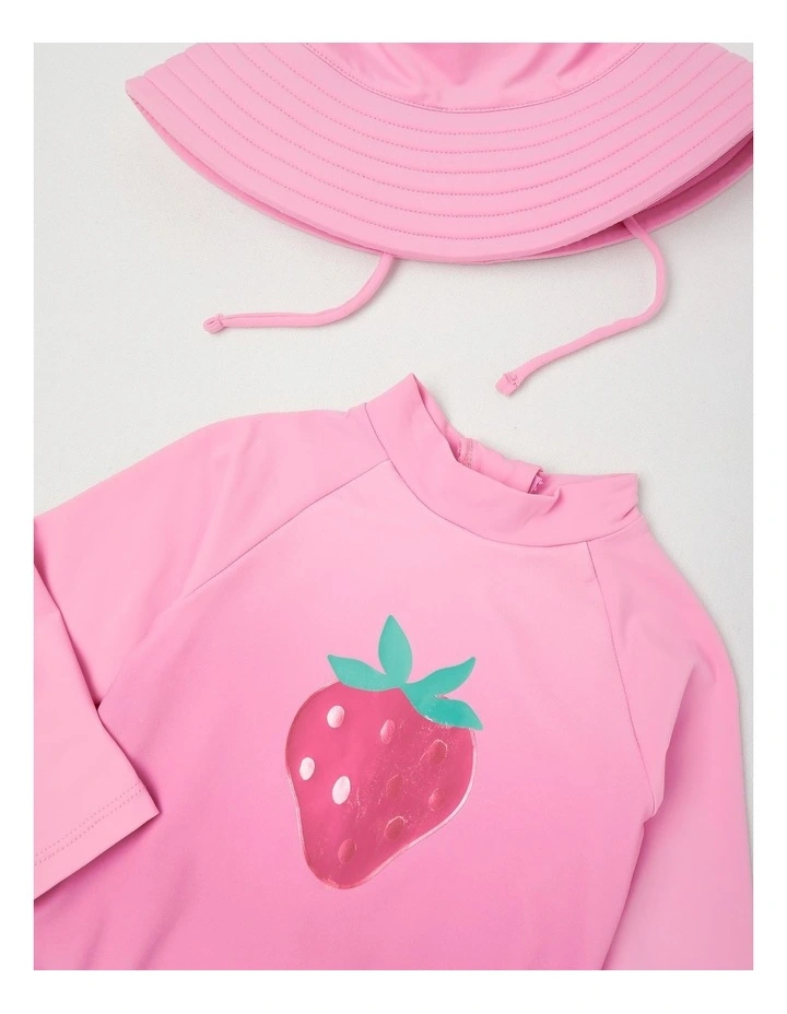 Ombre Strawberry Swimwear in Baby Pink image 2