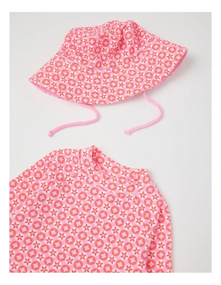 Geo Floral Swimwear in Hot Pink image 2