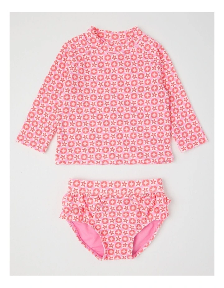 Geo Floral Swimwear in Hot Pink image 3