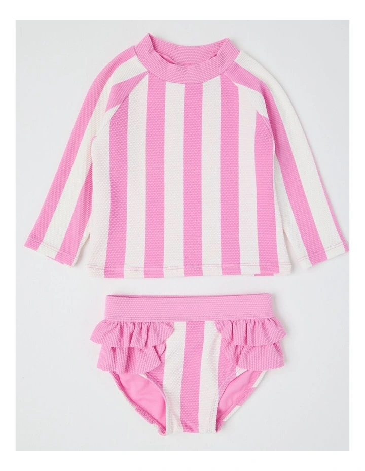 Beach Stripe Swimwear in Baby Pink image 2