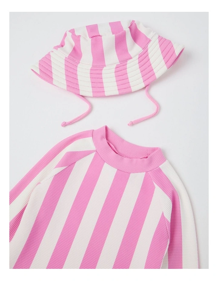 Beach Stripe Swimwear in Baby Pink image 3