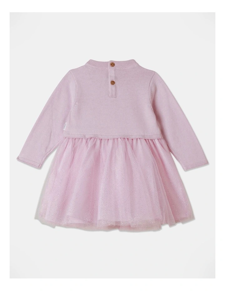 Sprout Knit Tulle Dress And Fur Vest Light Pink image 5