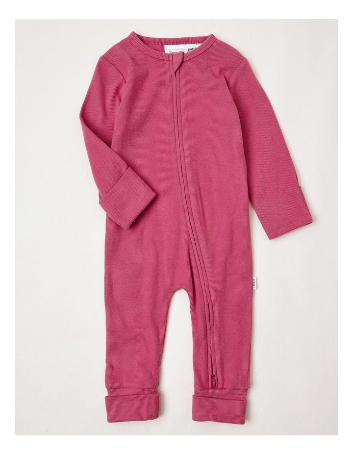 Newborn Knit Rib Coverall in Assorted image 2