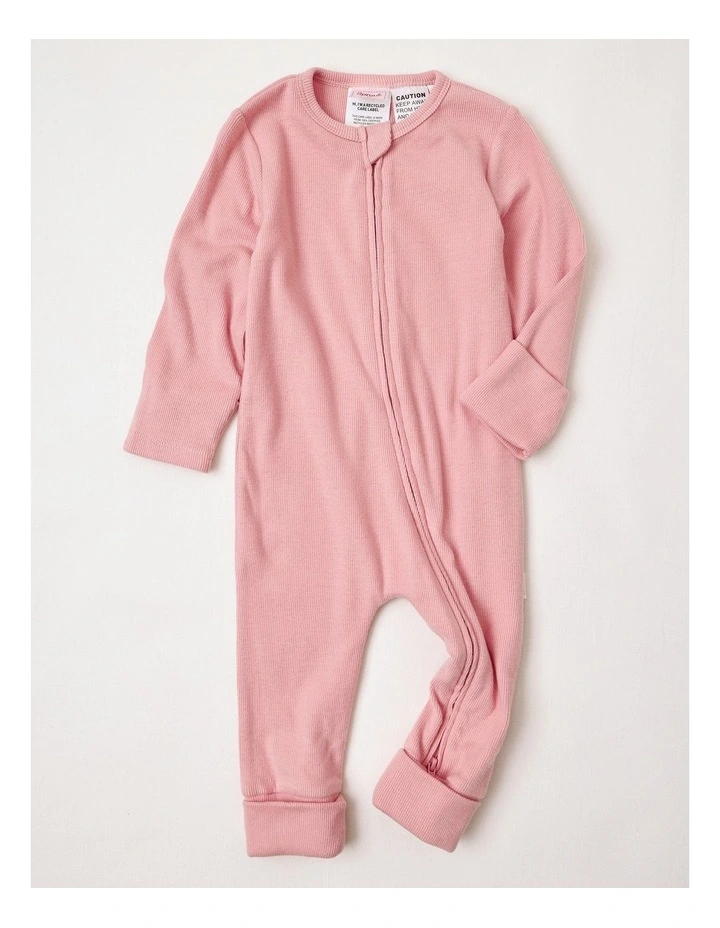 Newborn Knit Rib Coverall in Assorted image 4