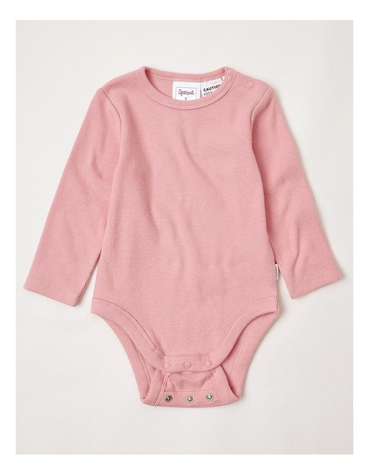 Newborn Knit Rib Bodysuit in Assorted image 2