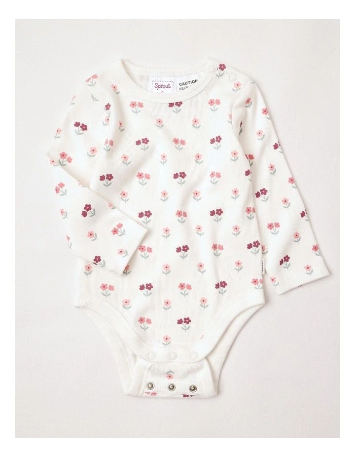 Newborn Knit Rib Bodysuit in Assorted image 3