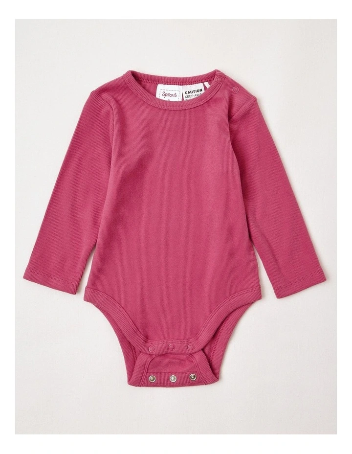 Newborn Knit Rib Bodysuit in Assorted image 4