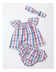 Gingham Double Cloth 3 Piece Set In Assorted