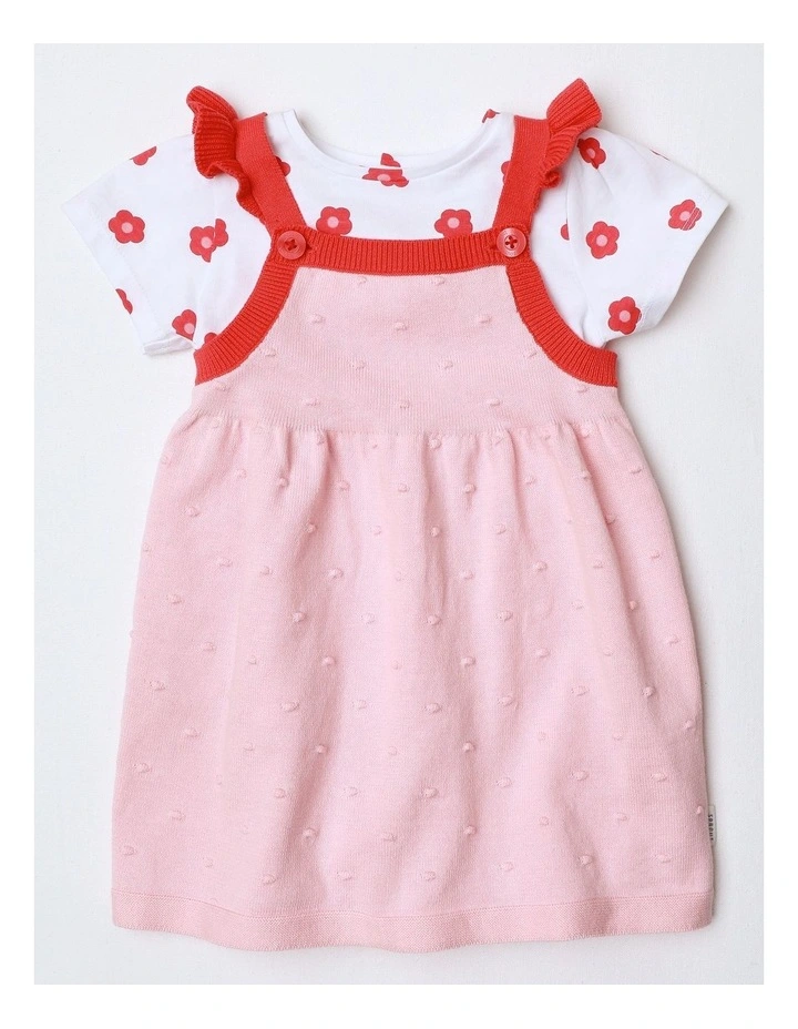 Knit Dobby Pinafore Set in Rose image 1