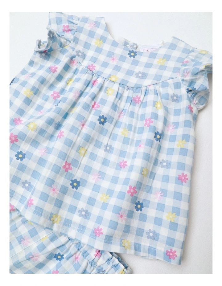 Flower Gingham Set in Light Blue image 2