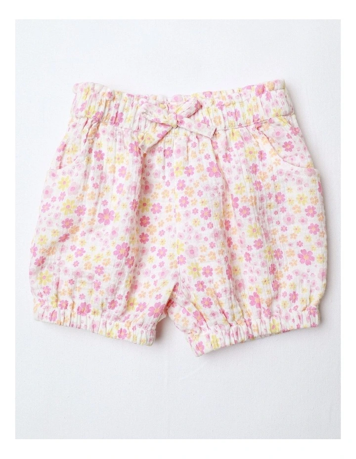 Woven Ditsy Floral Top Short & Hat Set in Assorted image 4