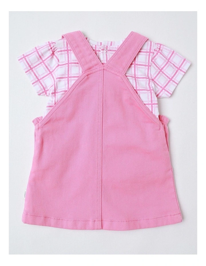 Embroidered Pinafore Set in Pink image 3