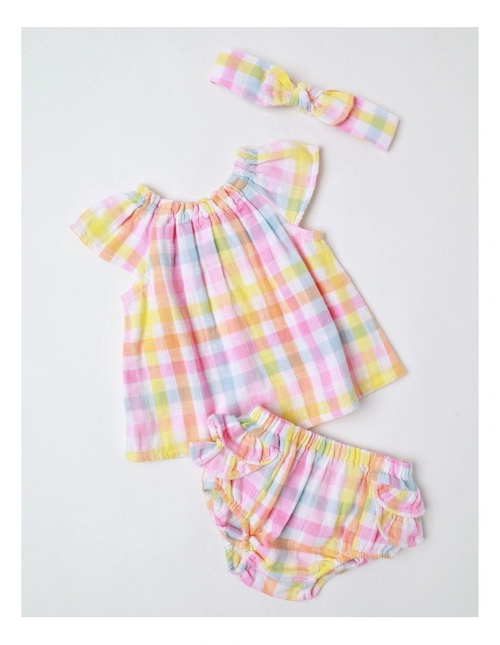 Gingham Bloomer And Headband Set in Multi image 1