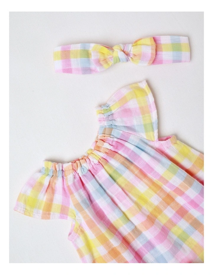 Gingham Bloomer And Headband Set in Multi image 3