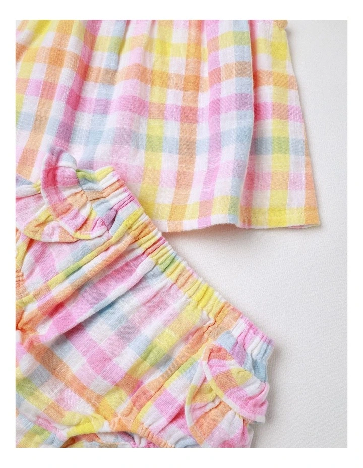 Gingham Bloomer And Headband Set in Multi image 4