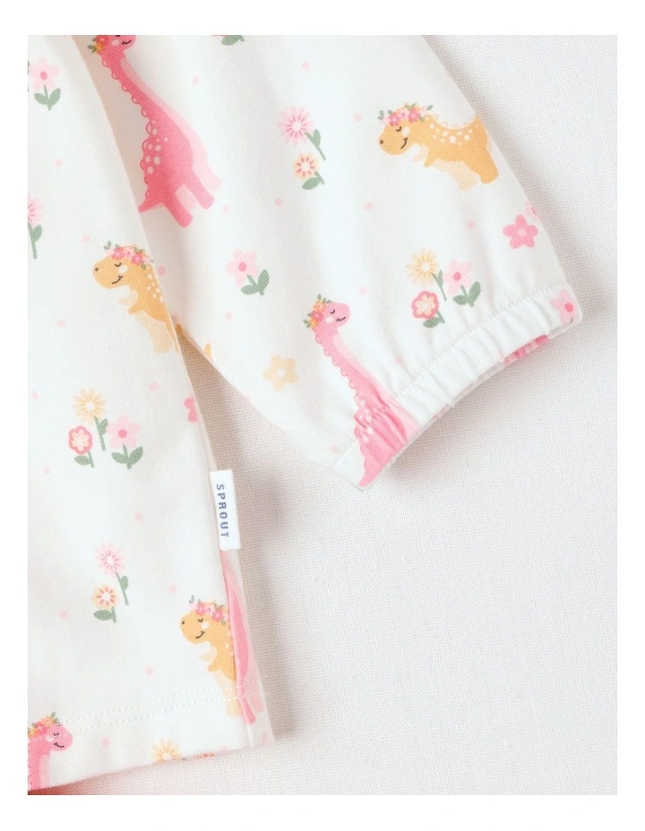 Frill Trim Dino Top & Legging Set in White image 4