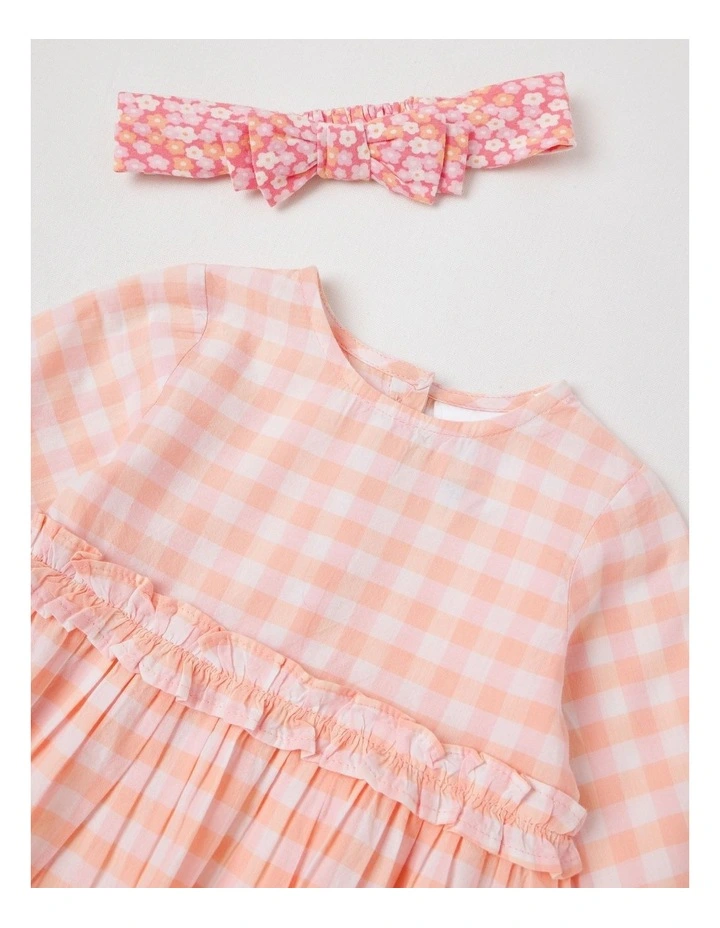 Dress, Headband Gingham Dress Set in Pale Pink image 2
