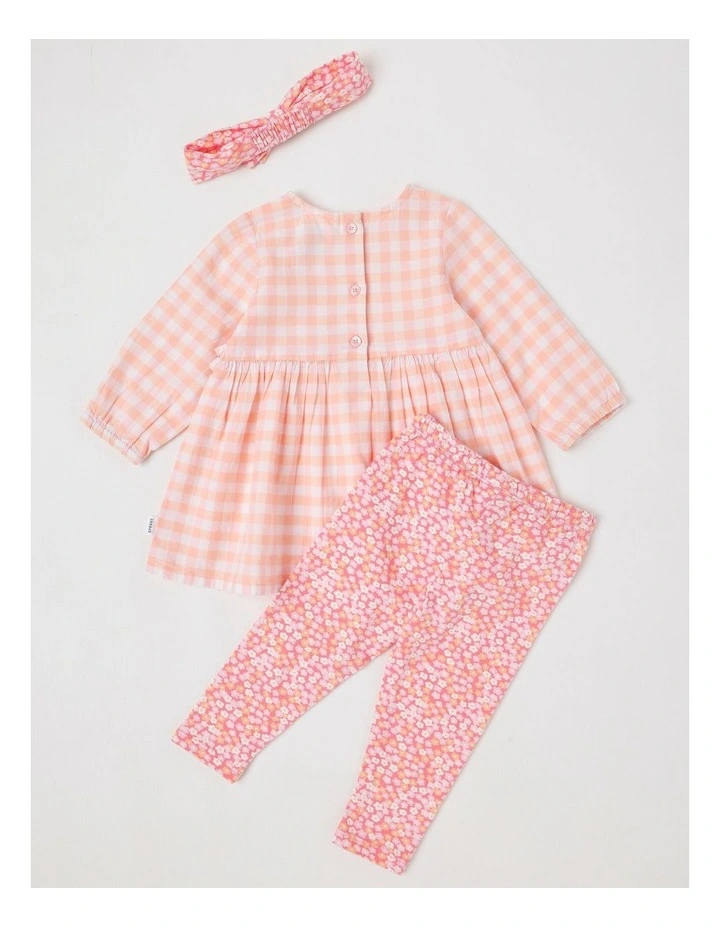 Dress, Headband Gingham Dress Set in Pale Pink image 3