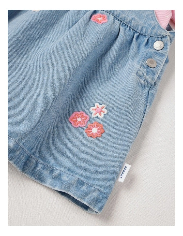 Denim Set With Short Sleeve Tee And Pinafore in Multi image 5