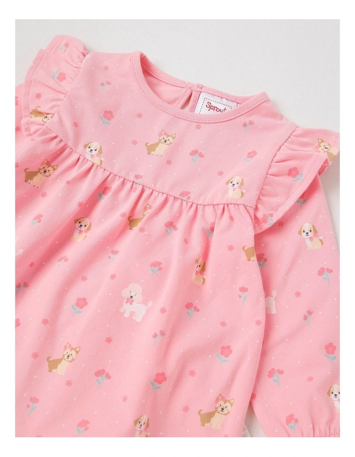 Frill Trim Puppy Top & Legging Set in Pale Pink image 2