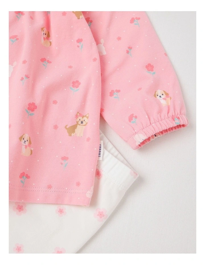Frill Trim Puppy Top & Legging Set in Pale Pink image 4