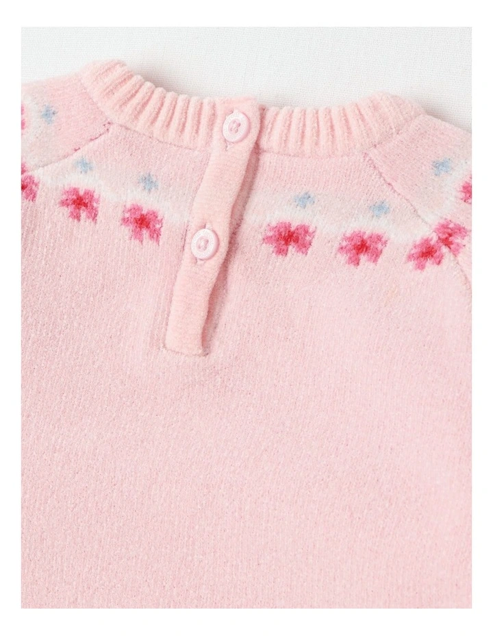 Chenille Fairisle Flower Top & Legging Set in Blush image 4